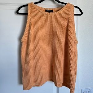 Orange Cotton Cable Crewneck Sweater Vest for woman size M